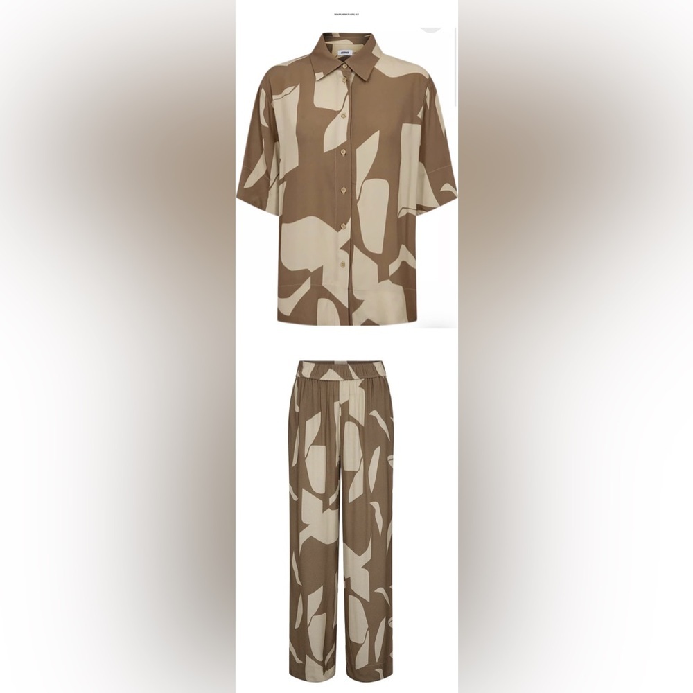 Minimum Celiana Blouse & Satti Pants Matching Set Brown Rice  Size 36 NWT